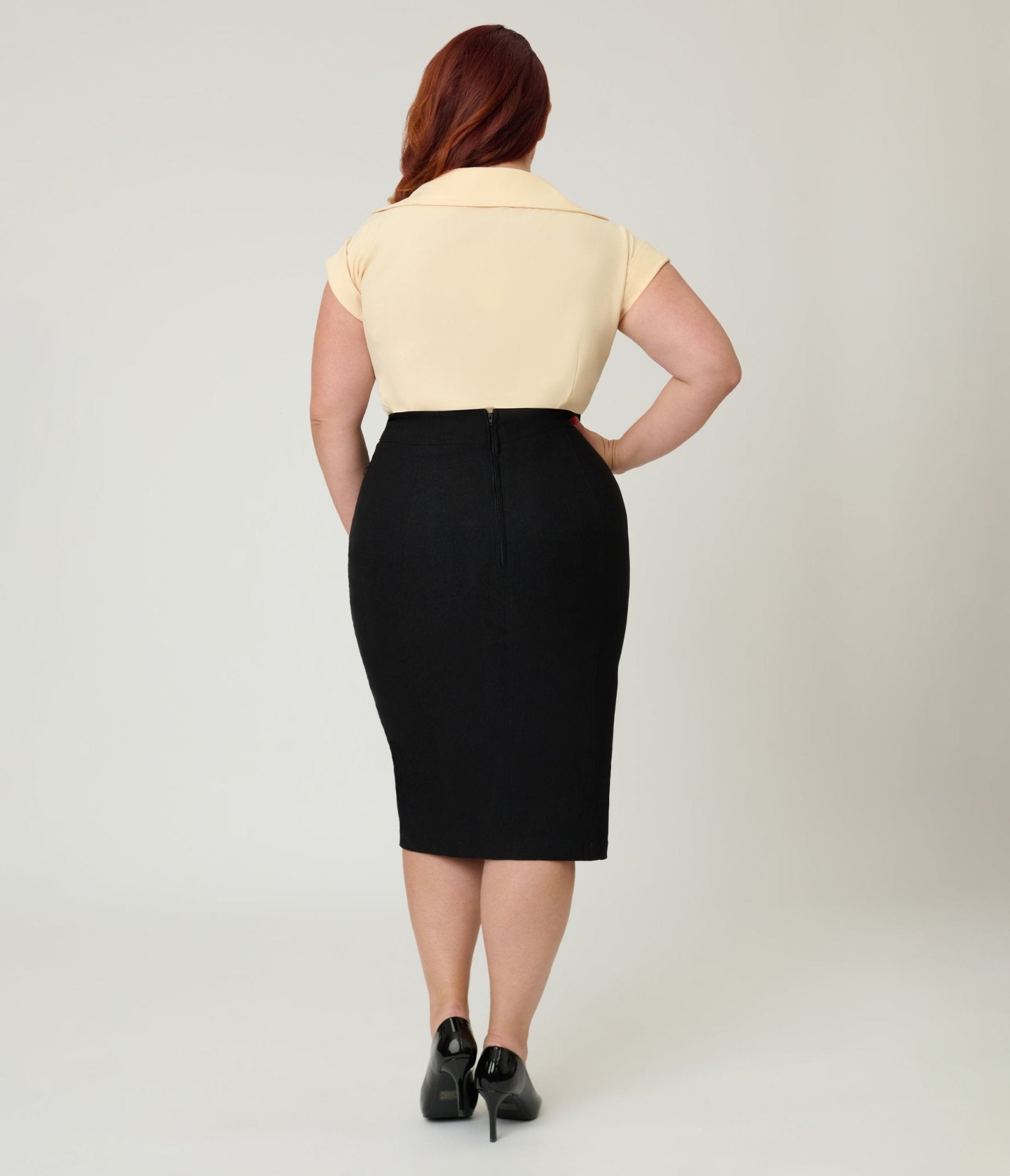 Steady Plus Size Black Cora Pencil Skirt - Unique Vintage - Womens, BOTTOMS, SKIRTS
