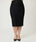 Steady Plus Size Black Cora Pencil Skirt - Unique Vintage - Womens, BOTTOMS, SKIRTS