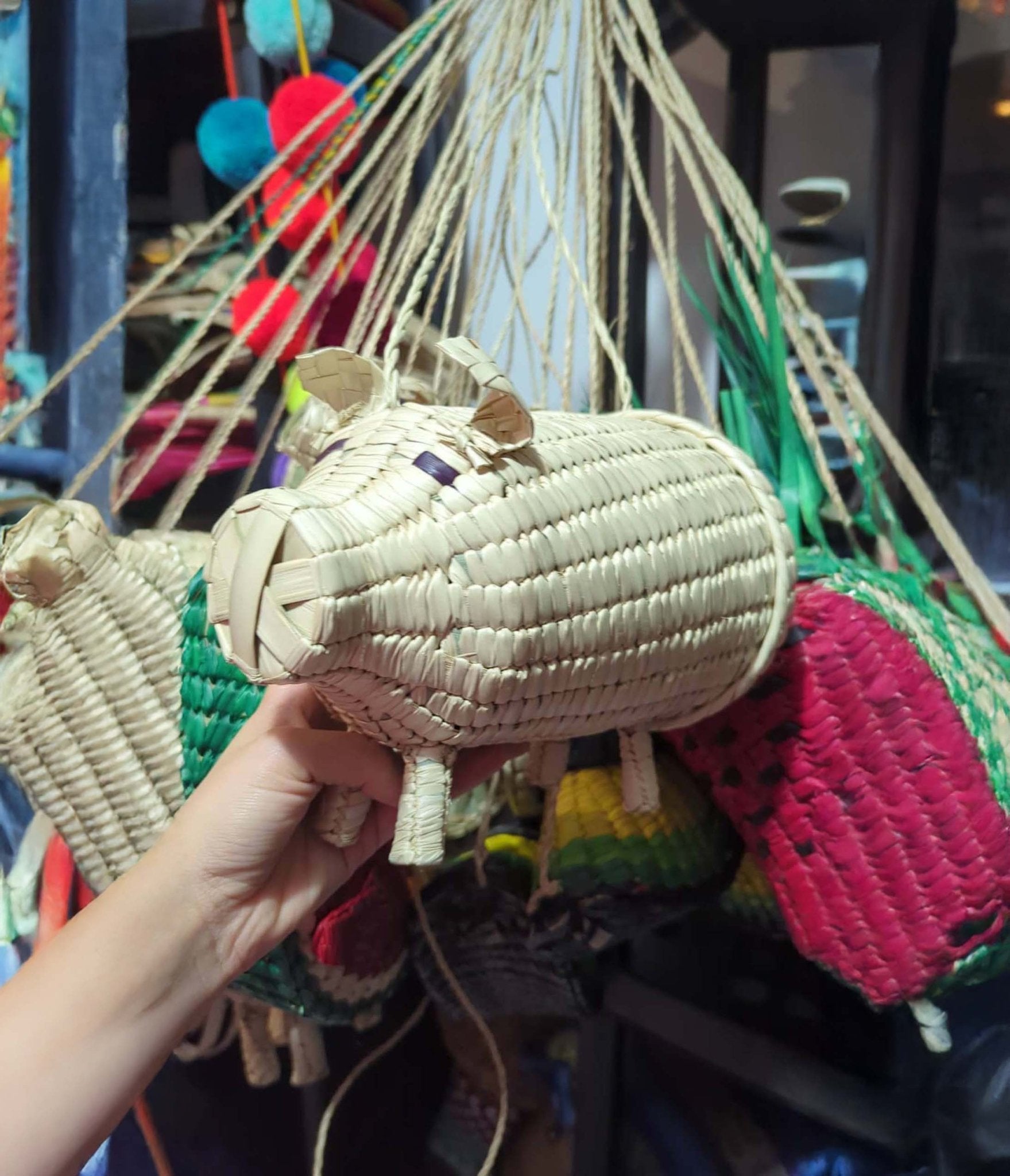 Straw Piggy Shoulder Bag - Unique Vintage - Womens, ACCESSORIES, HANDBAGS