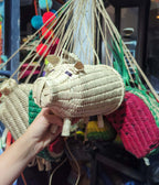 Straw Piggy Shoulder Bag - Unique Vintage - Womens, ACCESSORIES, HANDBAGS