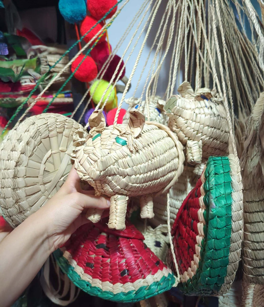 Straw Piggy Shoulder Bag - Unique Vintage - Womens, ACCESSORIES, HANDBAGS