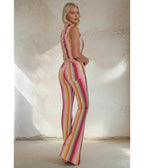 Striped Denim Belted Jumpsuit - Unique Vintage - Womens, BOTTOMS, ROMPERS AND JUMPSUITS
