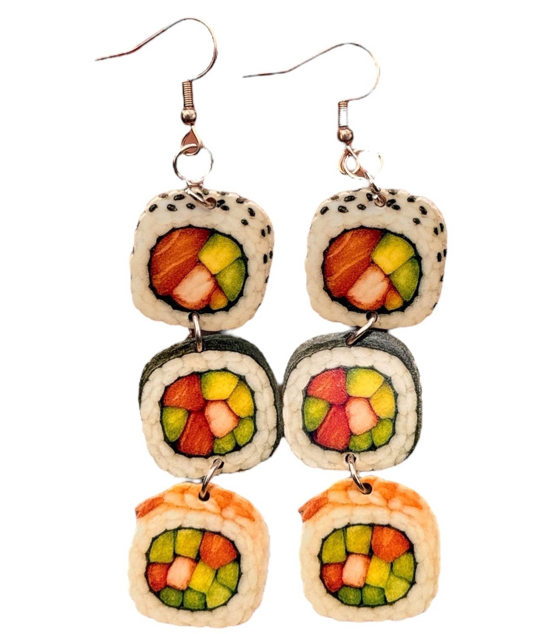 Sushi Roll Earrings - Unique Vintage - Womens, ACCESSORIES, JEWELRY