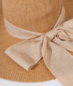 Tan & Beige Bow Toyo Braid Sun Hat - Unique Vintage - Womens, ACCESSORIES, HATS