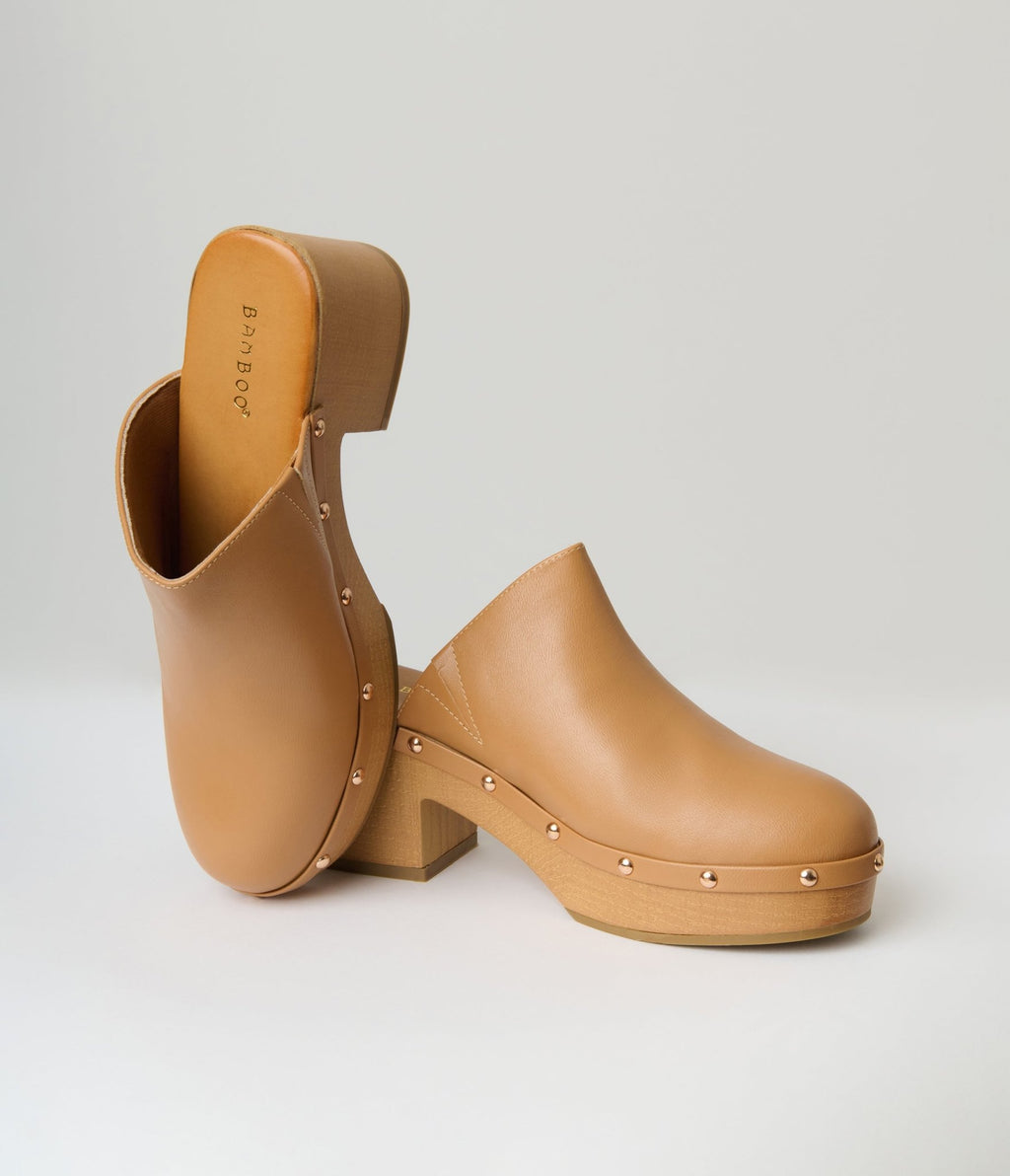 Tan Clog Heels - Unique Vintage - Womens, SHOES, HEELS
