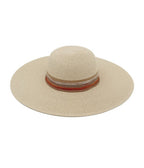 Tan & Multicolor Stripe Wide Brim Straw Hat - Unique Vintage - Womens, ACCESSORIES, HATS