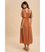 Tan Polka Dot Midi Dress - Unique Vintage - Womens, DRESSES, MIDI