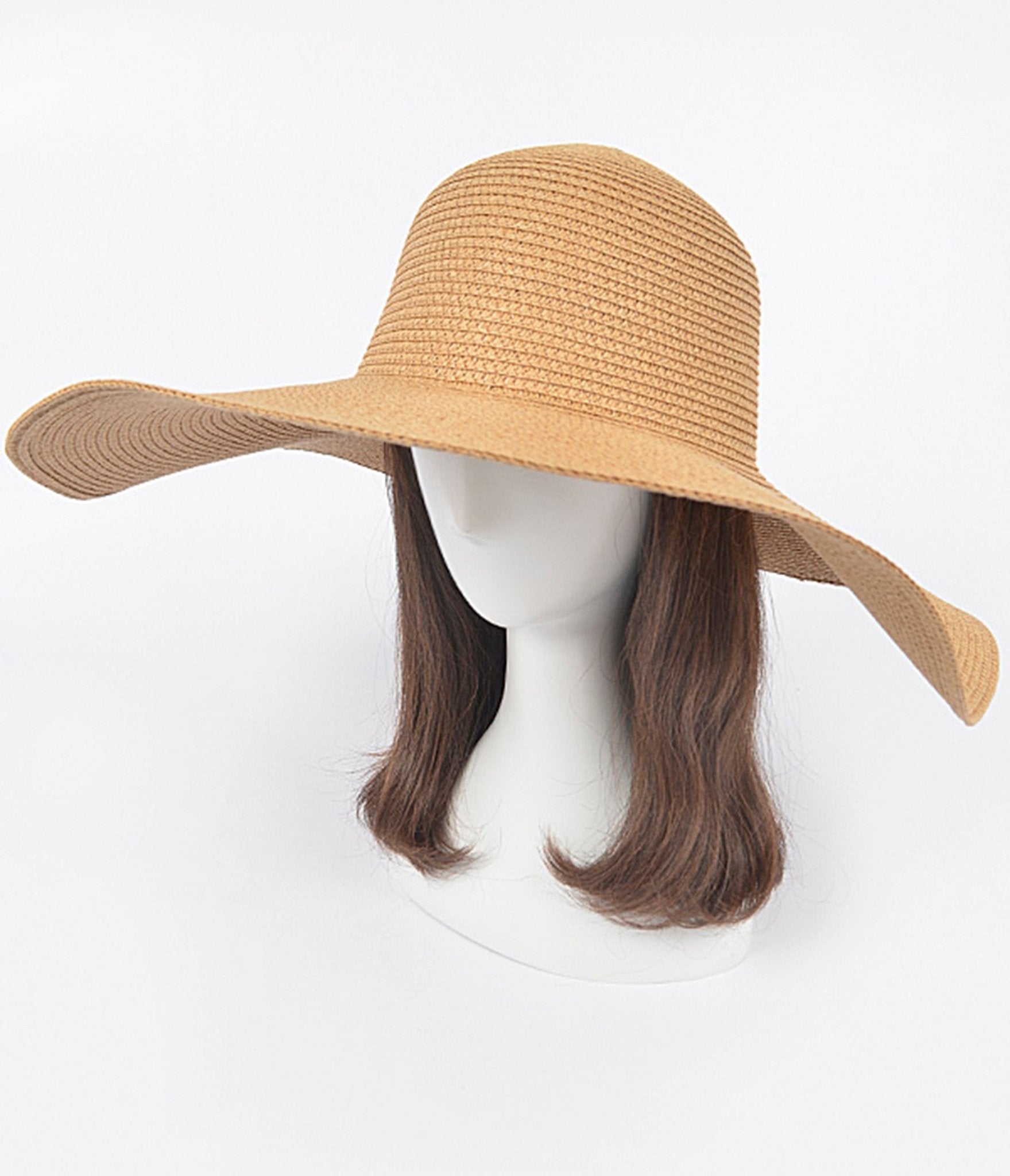 Tan Wide Brim Beach Hat - Unique Vintage - Womens, ACCESSORIES, HATS