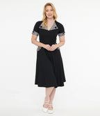 Tatyana 1950s Black & Plaid Trixie Swing Dress - Unique Vintage - Womens, DRESSES, SWING