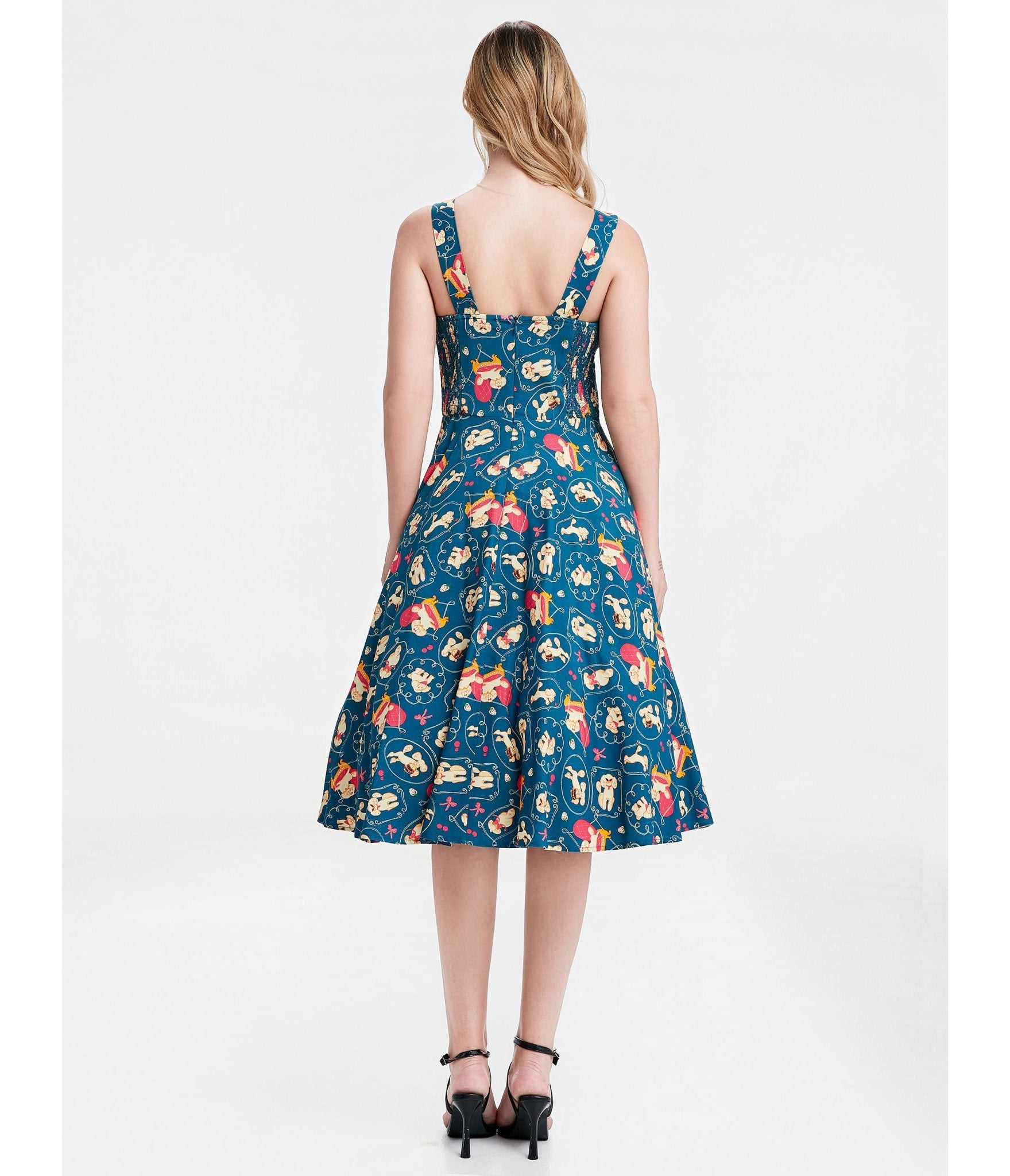 Teal Perfectly Poodle Heidi Dress - Unique Vintage - Womens, DRESSES, SWING