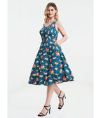 Teal Perfectly Poodle Heidi Dress - Unique Vintage - Womens, DRESSES, SWING