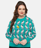 Teal Possum Print Knit Sweater - Unique Vintage - Womens, TOPS, SWEATERS