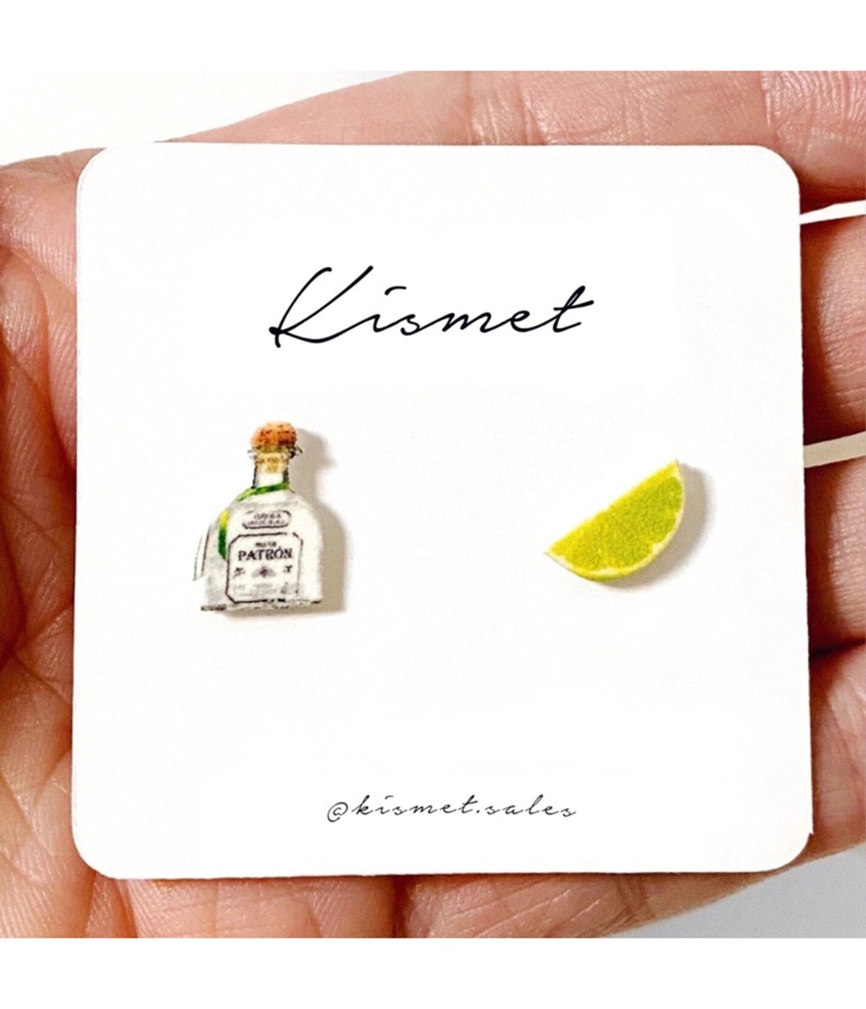 Tequila Bottle & Lime Slice Novelty Stud Earrings - Unique Vintage - Womens, ACCESSORIES, JEWELRY