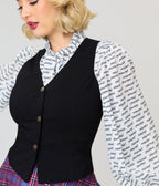The Conjuring x Unique Vintage Black Button Up Vest - Unique Vintage - Womens, TOPS, OUTERWEAR