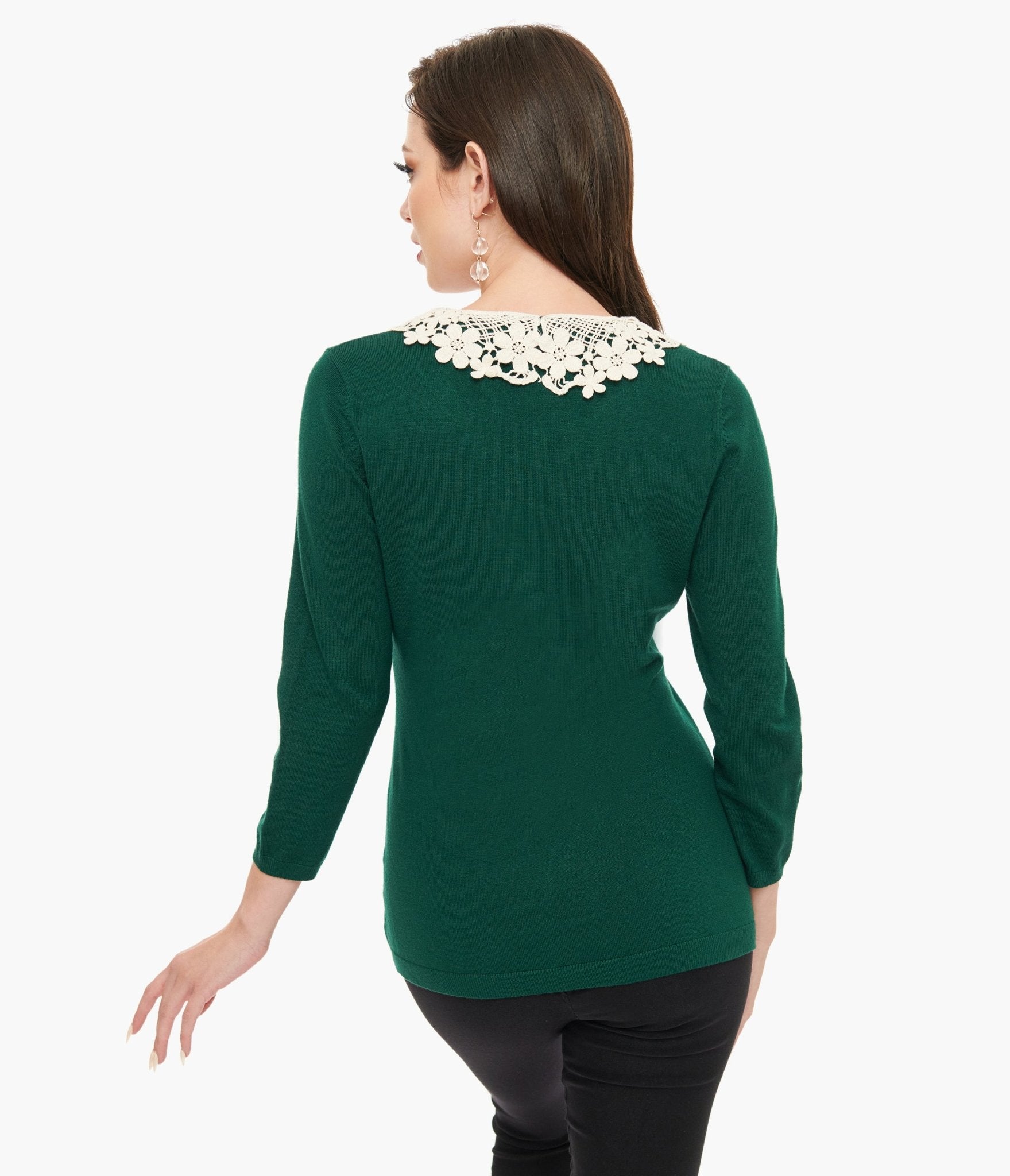 The Golden Girls x Unique Vintage Green & White Lace Sophia Bookworm Cardigan - Unique Vintage - Womens, TOPS, SWEATERS