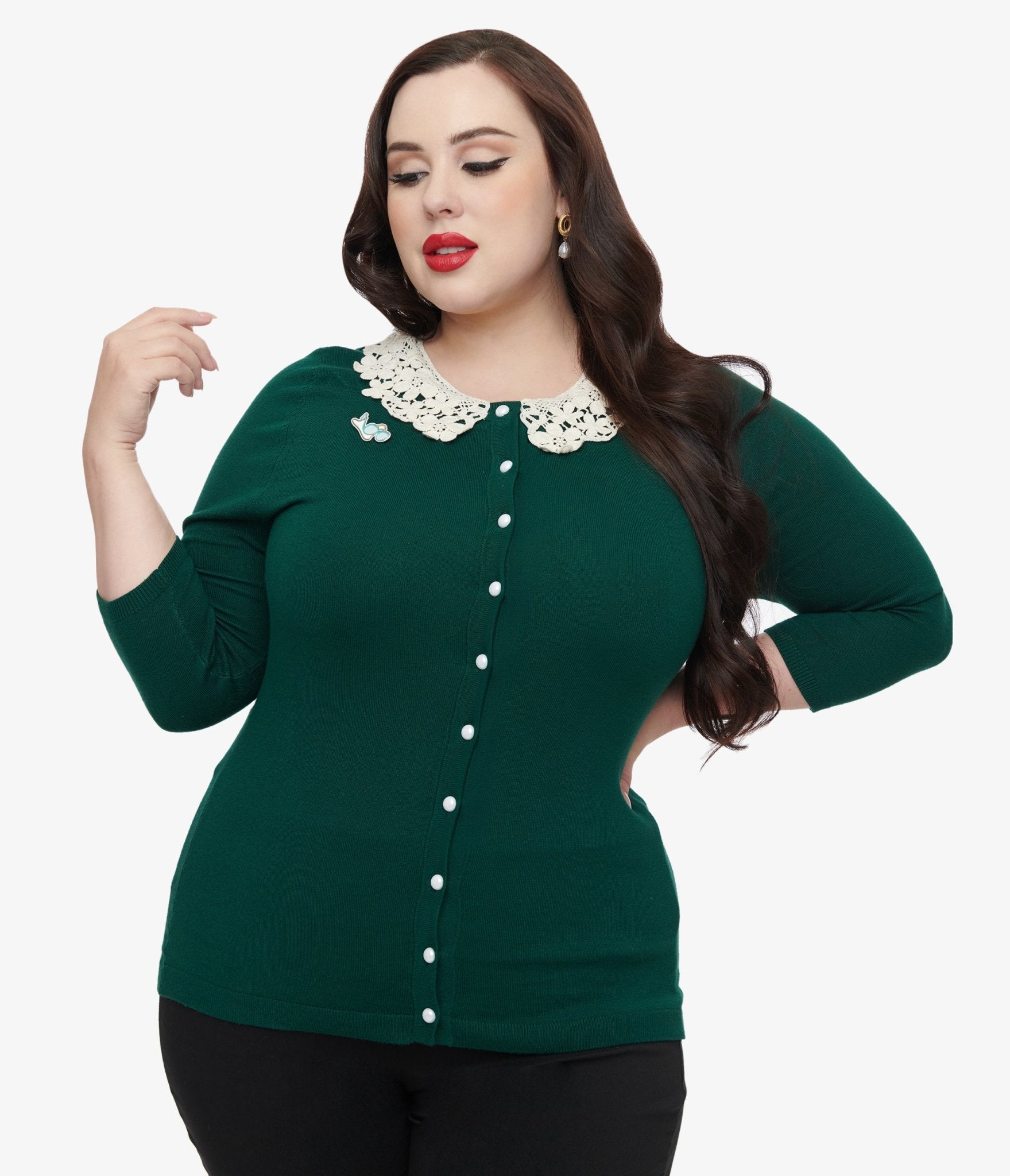 The Golden Girls x Unique Vintage Plus Size Green White Lace Sophia