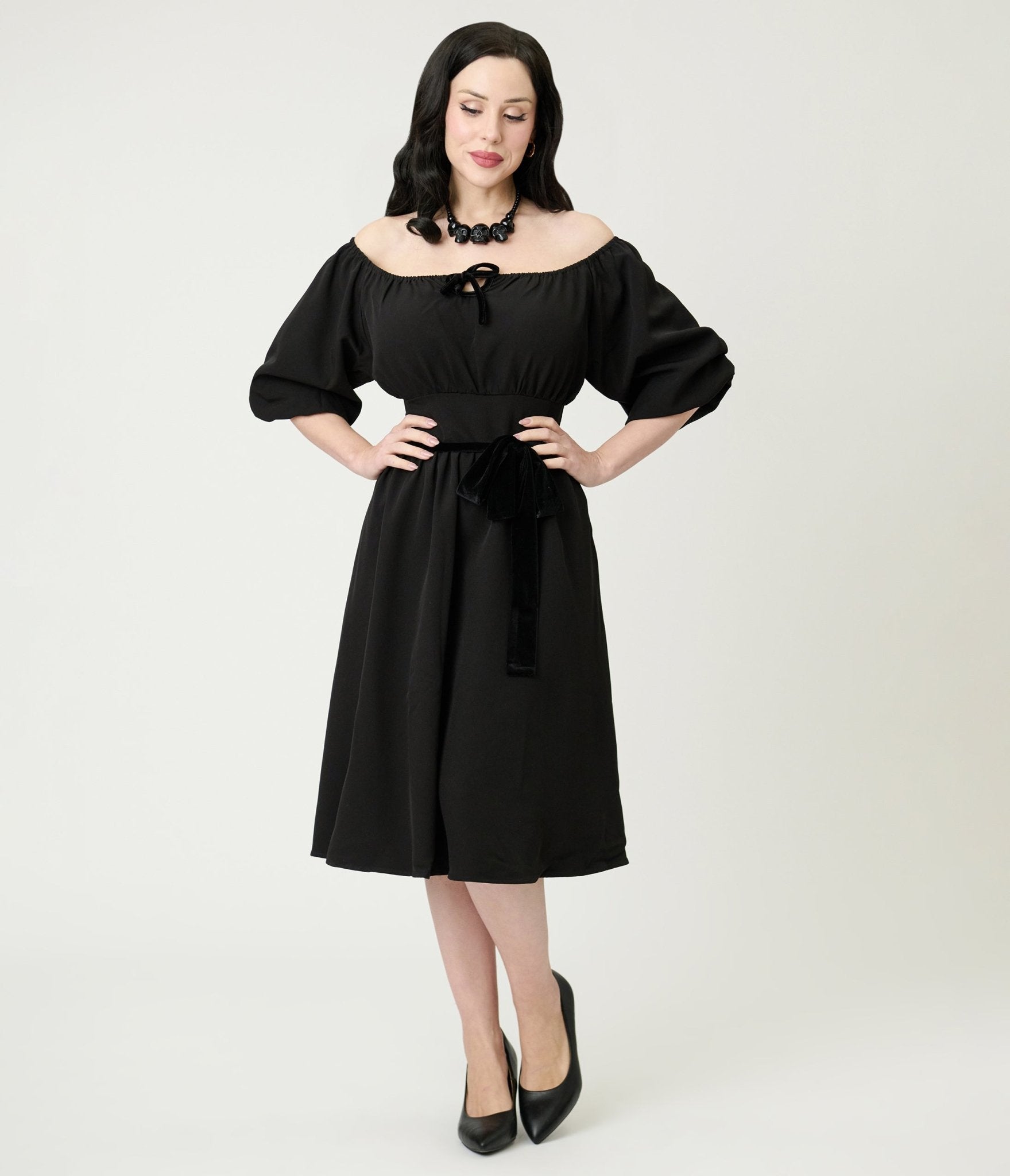 The Oblong Box Shop Black Eva Swing Dress - Unique Vintage - Womens, DRESSES, SWING