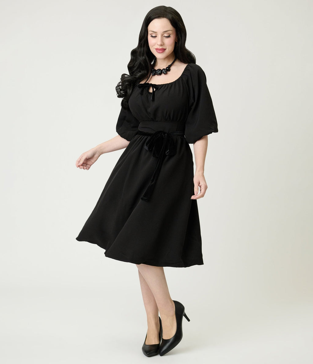The Oblong Box Shop Black Eva Swing Dress - Unique Vintage - Womens, DRESSES, SWING