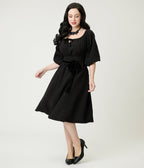The Oblong Box Shop Black Eva Swing Dress - Unique Vintage - Womens, DRESSES, SWING