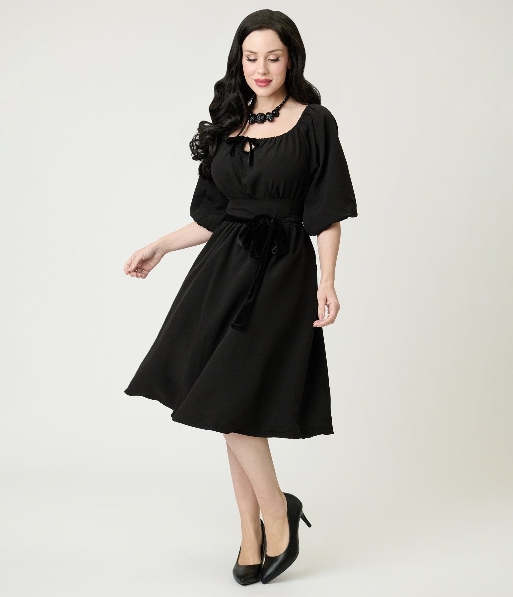 The Oblong Box Shop Black Eva Swing Dress - Unique Vintage - Womens, DRESSES, SWING