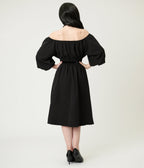 The Oblong Box Shop Black Eva Swing Dress - Unique Vintage - Womens, DRESSES, SWING