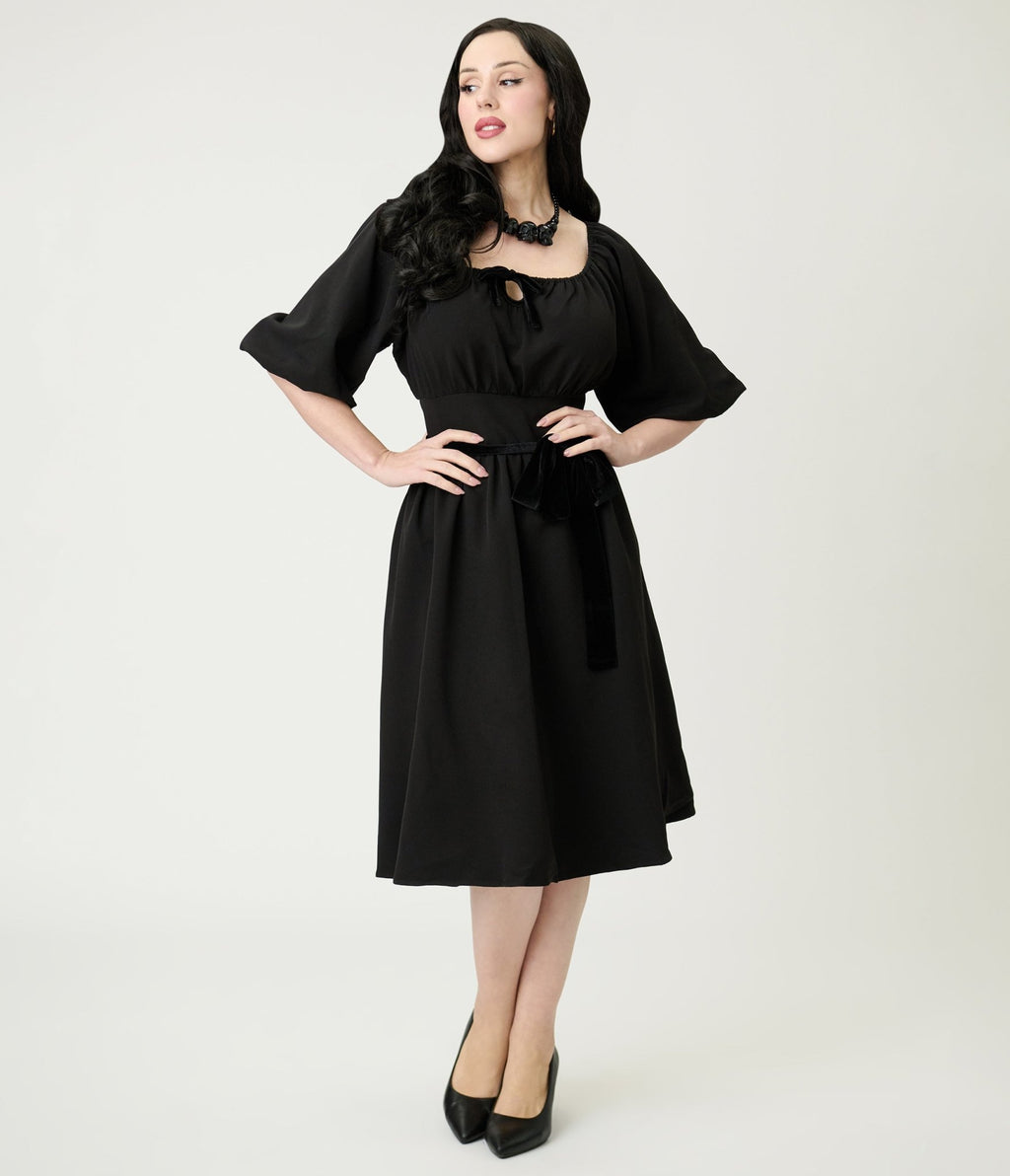 The Oblong Box Shop Black Eva Swing Dress - Unique Vintage - Womens, DRESSES, SWING