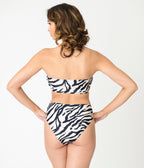 The Wild Life Zebra Two Piece Bikini Set - Unique Vintage - Womens, SWIM, 2 PC