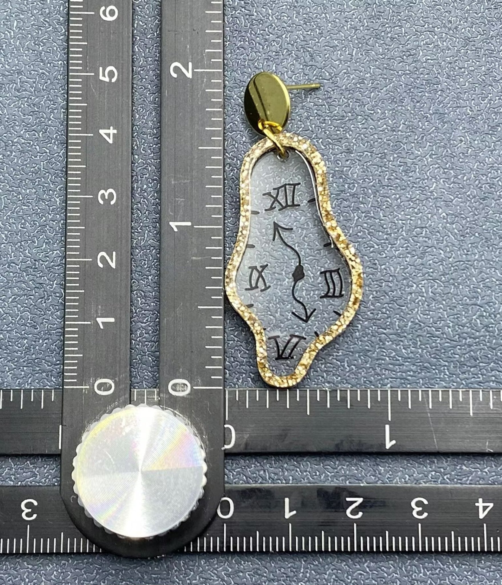 Time Flies Geometric Clock Earrings - Unique Vintage - Womens, ACCESSORIES, JEWELRY