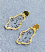 Time Flies Geometric Clock Earrings - Unique Vintage - Womens, ACCESSORIES, JEWELRY