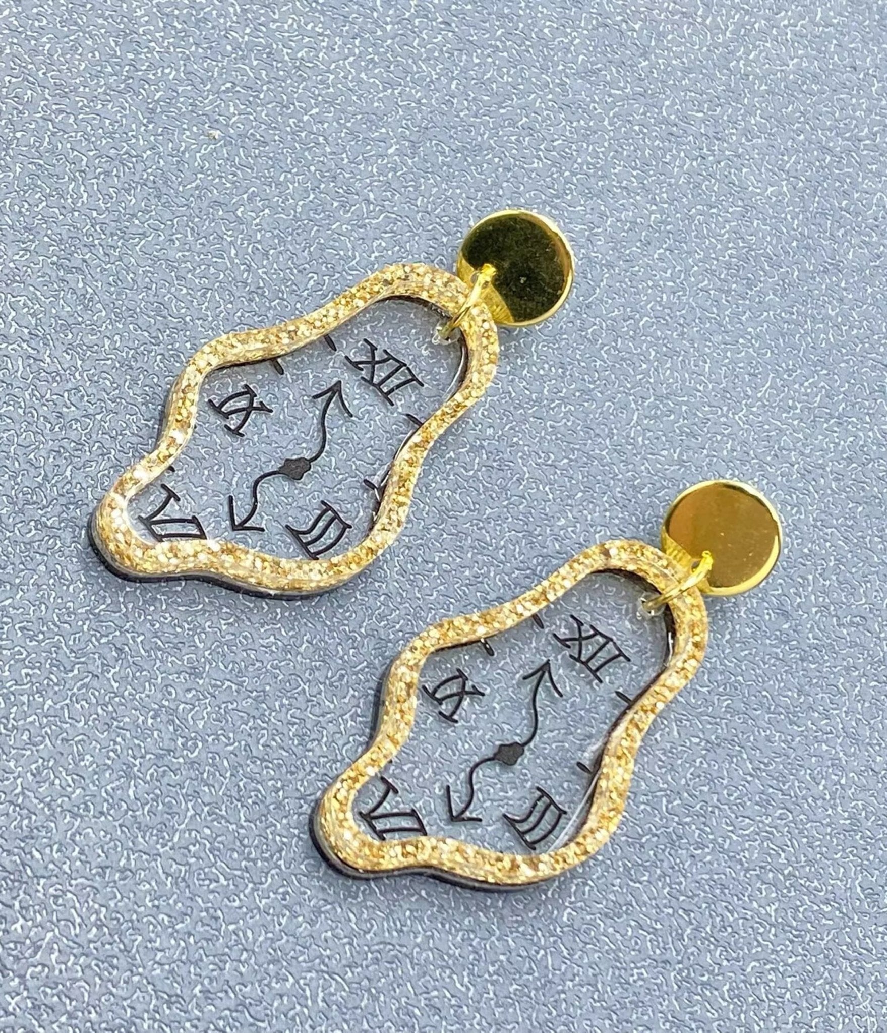 Time Flies Geometric Clock Earrings - Unique Vintage - Womens, ACCESSORIES, JEWELRY