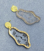 Time Flies Geometric Clock Earrings - Unique Vintage - Womens, ACCESSORIES, JEWELRY