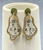 Time Flies Geometric Clock Earrings - Unique Vintage - Womens, ACCESSORIES, JEWELRY