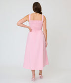 Timeless Blush Pink Cotton Poplin Midi Dress - Unique Vintage - Womens, DRESSES, MIDI