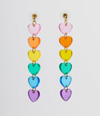 Translucent Rainbow Heart Earrings - Unique Vintage - Womens, ACCESSORIES, JEWELRY