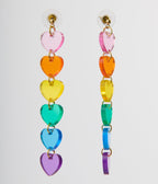 Translucent Rainbow Heart Earrings - Unique Vintage - Womens, ACCESSORIES, JEWELRY