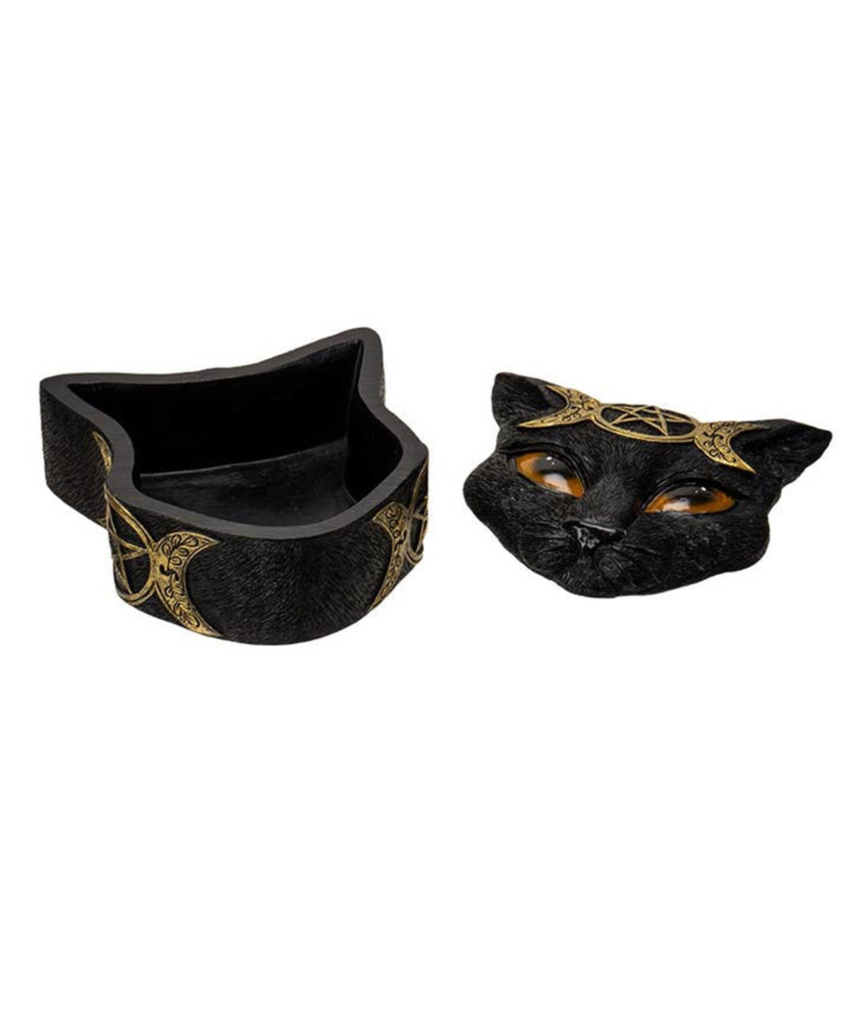 Triple Moon Black Cat Trinket Box