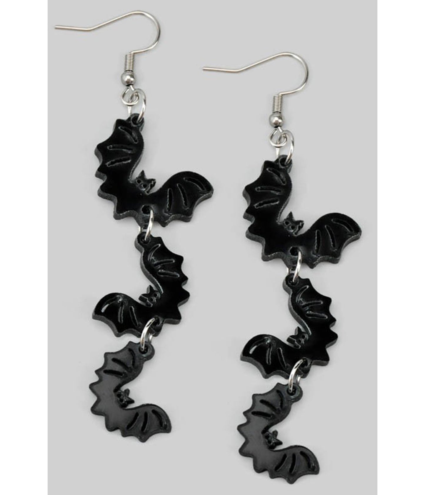 Triple Tiered Bat Drop Earrings - Unique Vintage - Womens, ACCESSORIES, JEWELRY