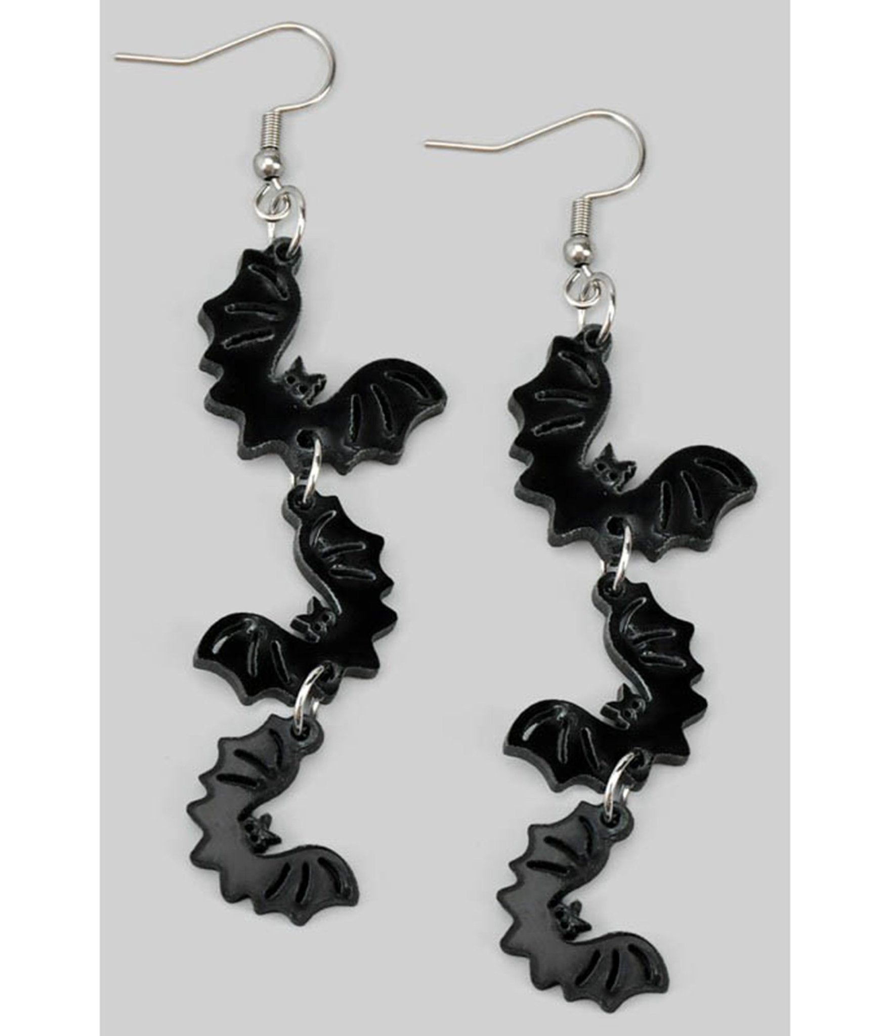 Triple Tiered Bat Drop Earrings - Unique Vintage - Womens, ACCESSORIES, JEWELRY