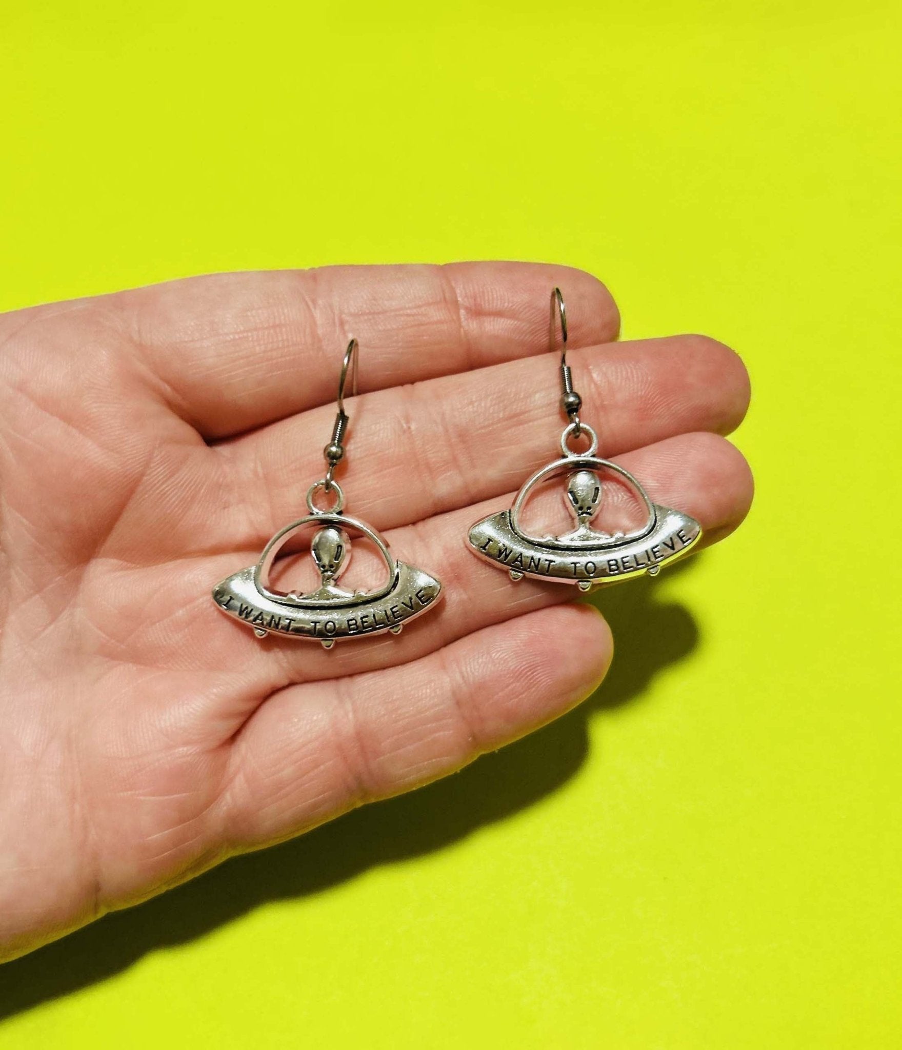 UFO Alien Earrings - Unique Vintage - Womens, ACCESSORIES, JEWELRY