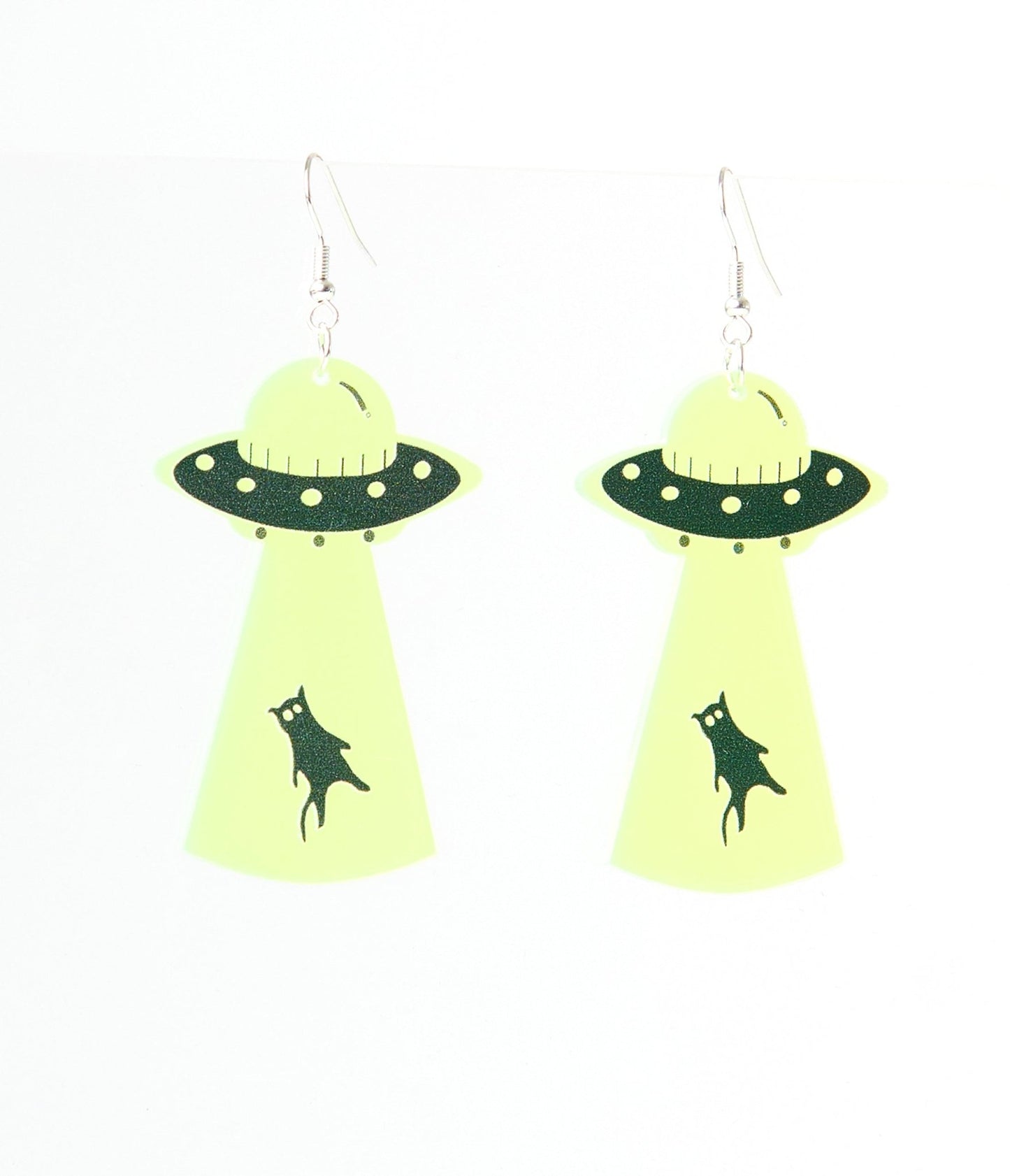 UFO Black Cat Abduction Earrings - Unique Vintage - Womens, ACCESSORIES, JEWELRY