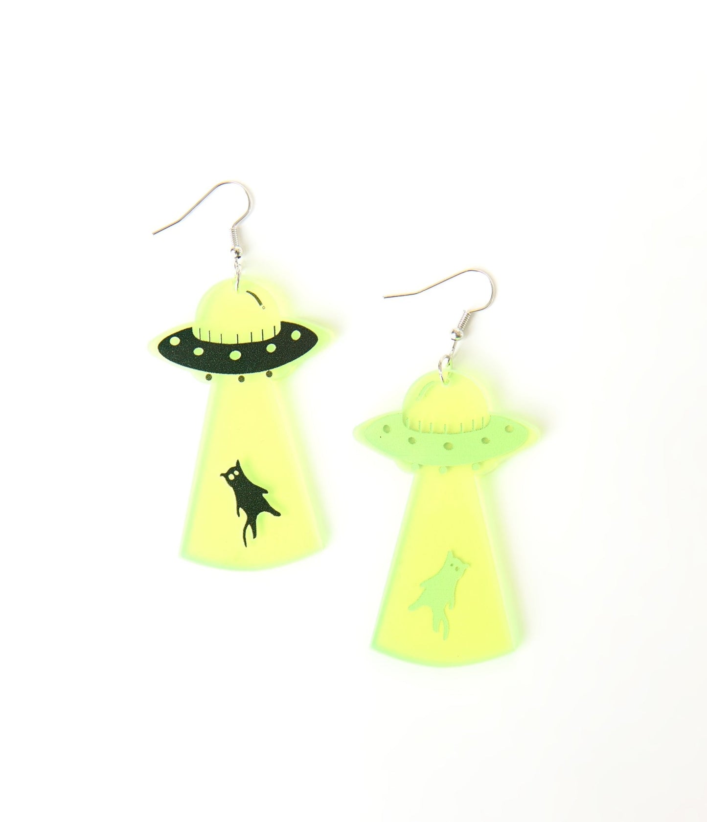 UFO Black Cat Abduction Earrings - Unique Vintage - Womens, ACCESSORIES, JEWELRY