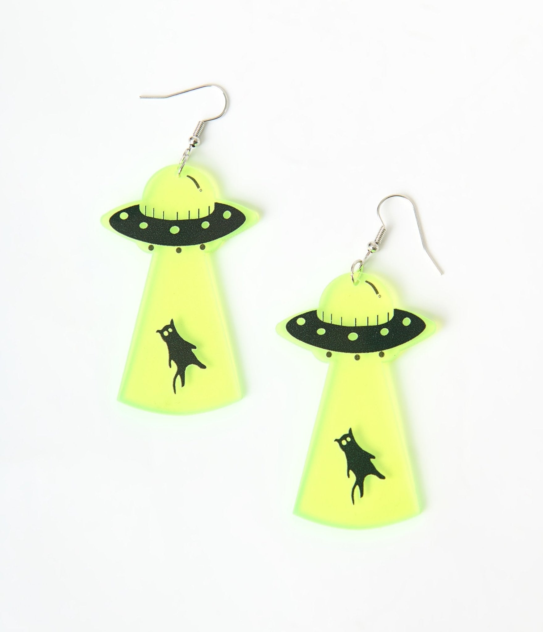 UFO Black Cat Abduction Earrings - Unique Vintage - Womens, ACCESSORIES, JEWELRY