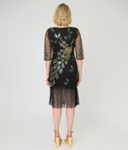 Unique Vintage 1920s Black Peacock Sequin Margaux Flapper Dress - Unique Vintage - Womens, FLAPPER, SLEEVED BEADED