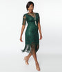 Unique Vintage 1920s Emerald Beaded Nadine Flapper Dress