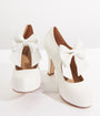Unique Vintage 1920s White Bow Mary Jane Heels