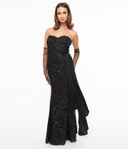 Unique Vintage 1930s Black Sequin Lace Mermaid Dress - Unique Vintage - Womens, DRESSES, PROM AND SPECIAL OCCASION