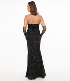 Unique Vintage 1930s Black Sequin Lace Mermaid Dress - Unique Vintage - Womens, DRESSES, PROM AND SPECIAL OCCASION