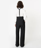 Unique Vintage 1930s Black & White Pin Stripe Thelma Suspender Pants - Unique Vintage - Womens, BOTTOMS, PANTS