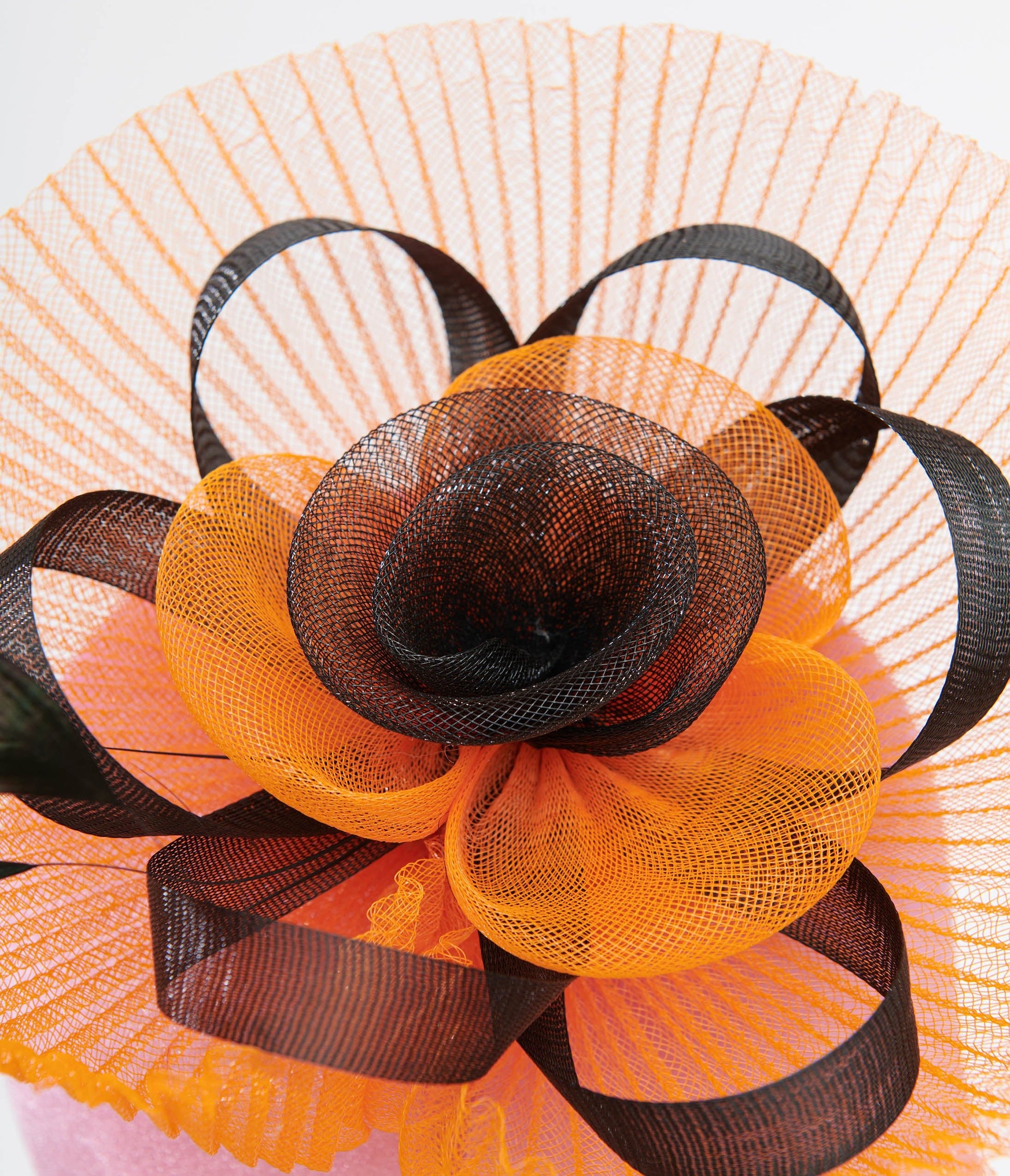 Unique Vintage 1930s Orange & Black Halloween Fascinator - Unique Vintage - Womens, HALLOWEEN, ACCESSORIES