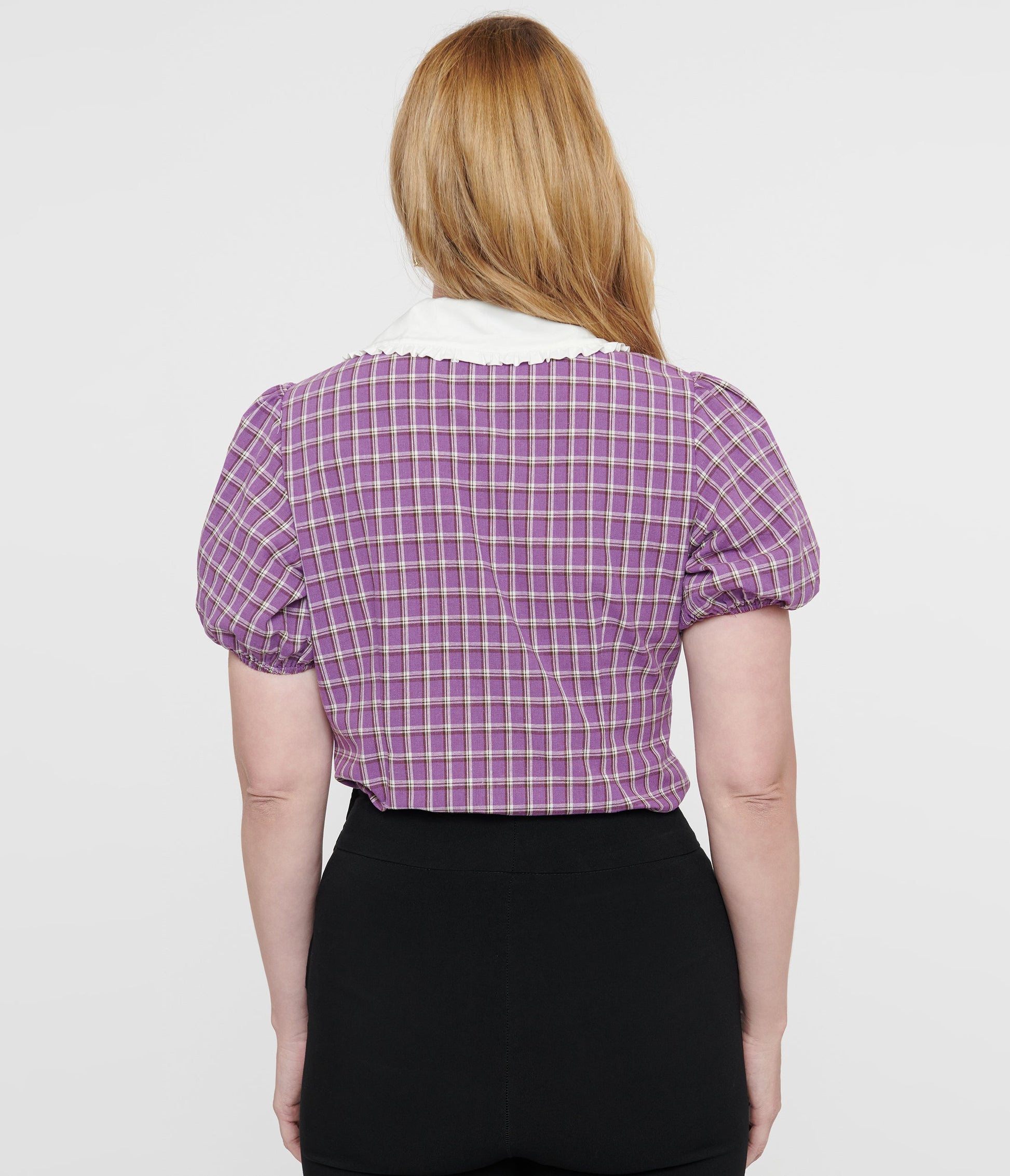 Unique Vintage 1930s Purple Plaid Oversized Collar Blouse Collar Blouse - Unique Vintage - Womens, HALLOWEEN, TOPS
